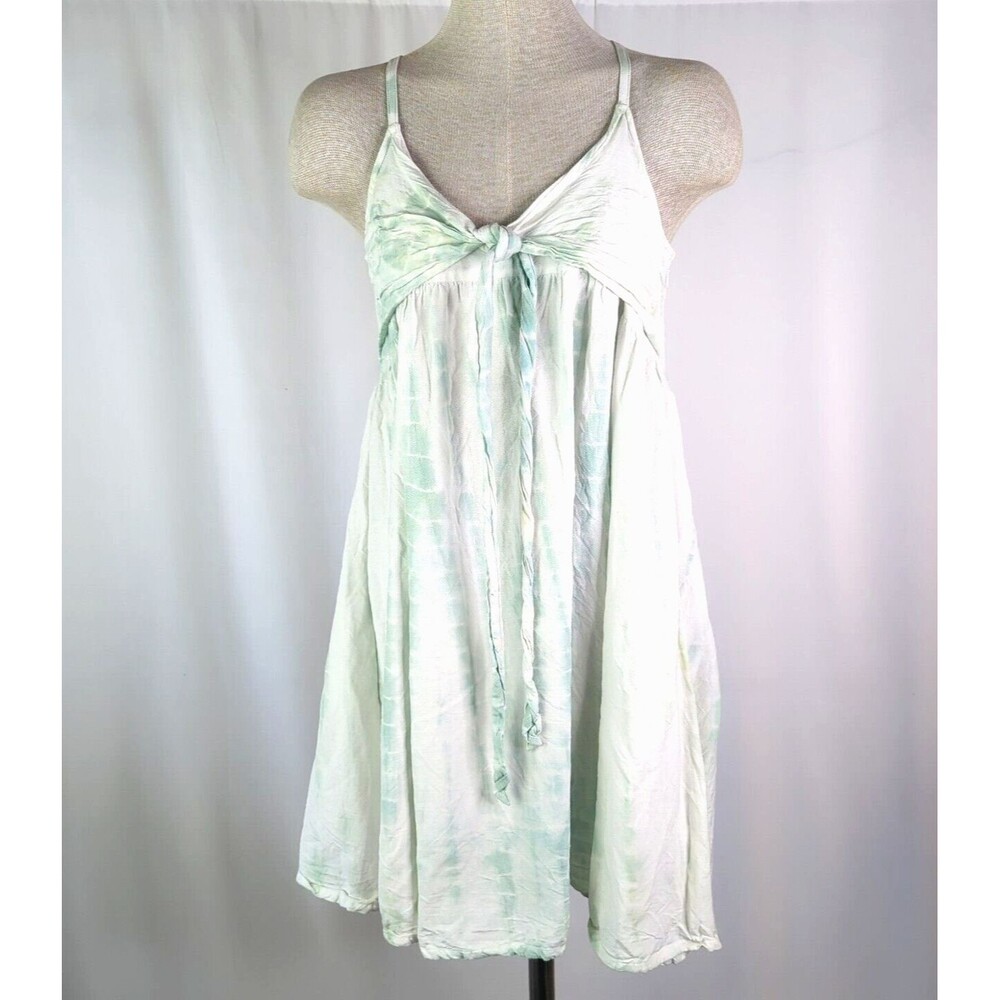 Attic Salt Fuego Cotton Flax Dress Green Tie Dye Watercolor Sundress Size XL